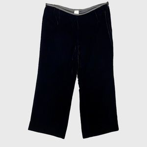 Armani Collezioni Womens Black Velvet Wide Leg Cropped Pants High Waist size 16